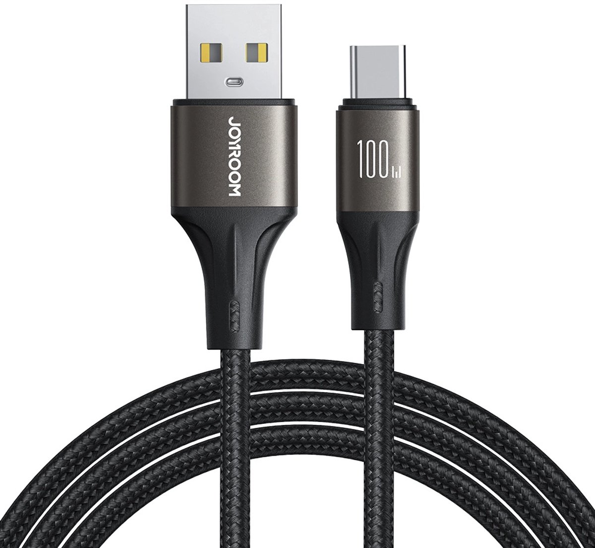 Joyroom - Light-speed Series - USB-A naar USB-C kabel - Nylon - 100W - 1,2 Meter - Zwart