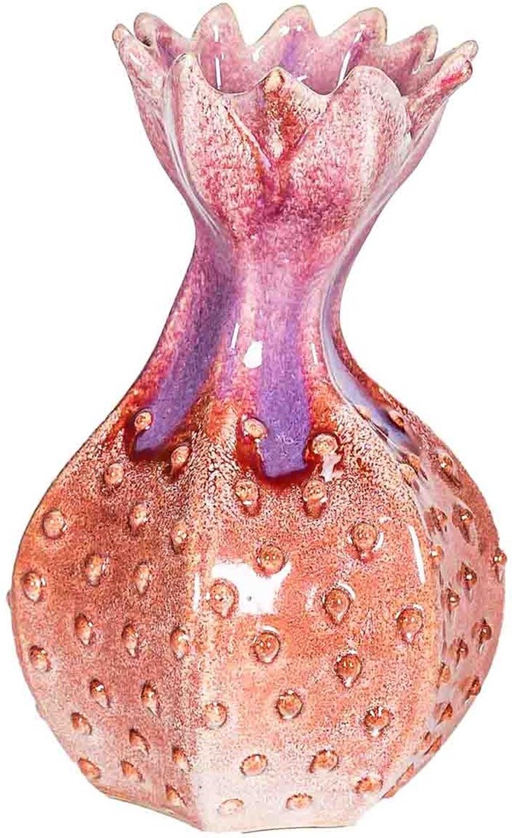 homebound by ky Aardewerk vaas flower orange | 15x13x26cm | bloemenvaas keramiek bloem oranje