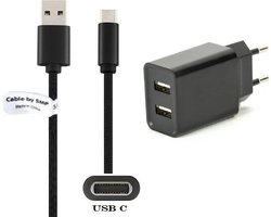OneOne 2.1A lader met 2 poorten + 1,5m standaard USB C kabel. Oplader adapter past op DENVER senioren BAS-18500MNB, BAS-18500MEB, BAS-24400EB, BAS-24400NB, BAS-18600L, BAS-24600L, FAS-1806MK2, FAS-1860L, FAS-1806, FAS-1806SRB