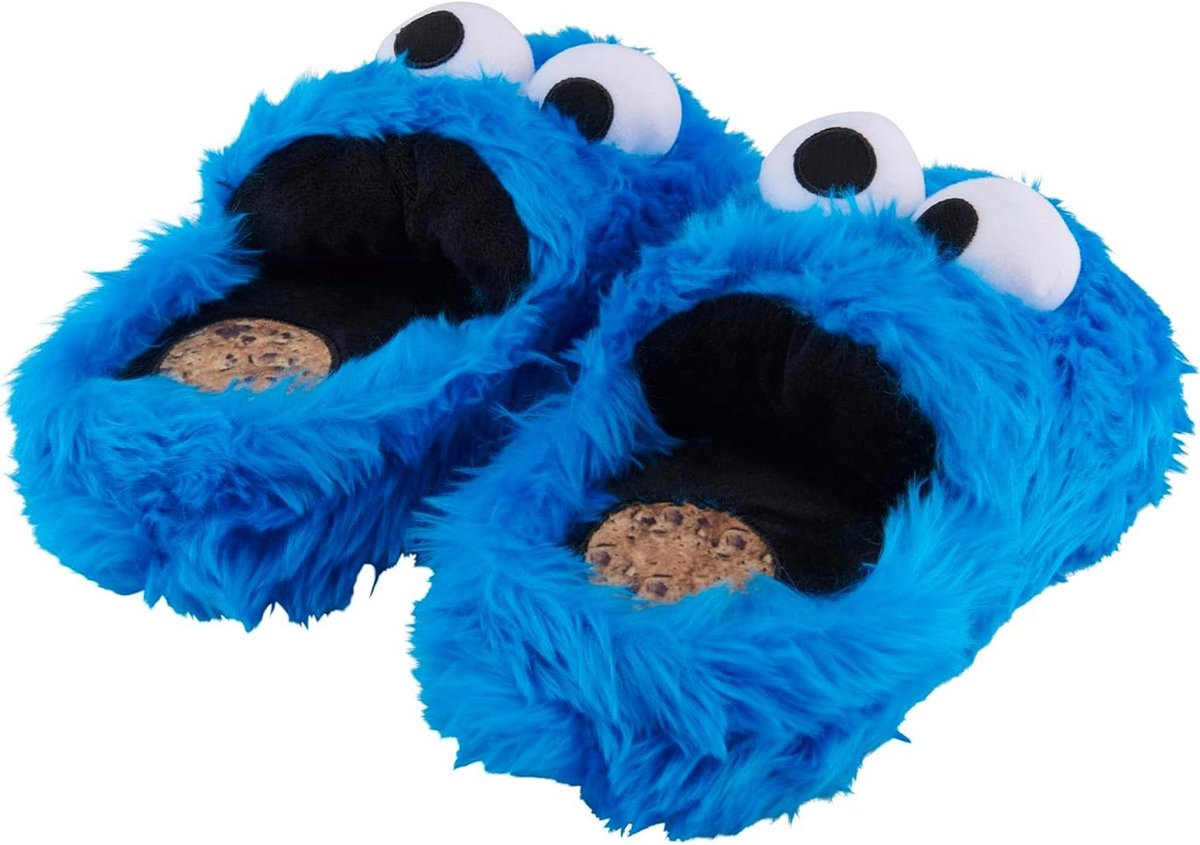 Mrs. Jones 44-46 3D pluche slippers Sesamstraat Kruimelmonster Cookie Monster blauw met motief