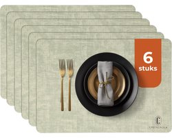 Castagnola Lederlook Placemats - Antislip Placemat van Kunstleer - Waterafstotende Onderlegger - Onderzetter - Placemats kunststof - 6 Stuks - 45 x 30 cm - Gemêleerd groen