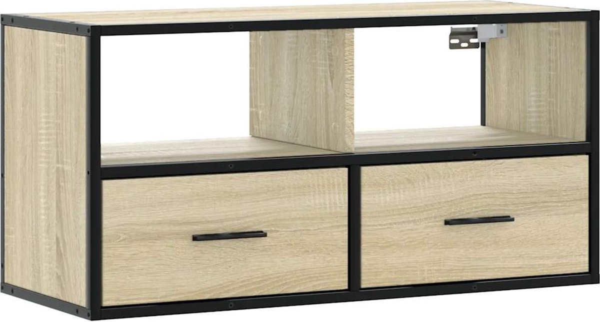vidaXL - Tv-meubel - 80x31x39,5 - cm - bewerkt - hout - metaal - sonoma - eikenkleurig