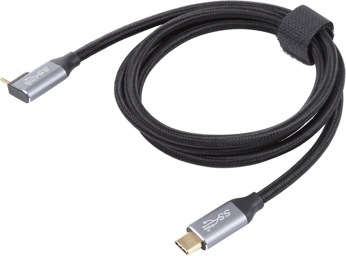 USB-C naar USB-C kabel haakse hoek 50 cm 100W opladen 10 Gbps data voor laptop MacBook zwart - Afbeelding 3