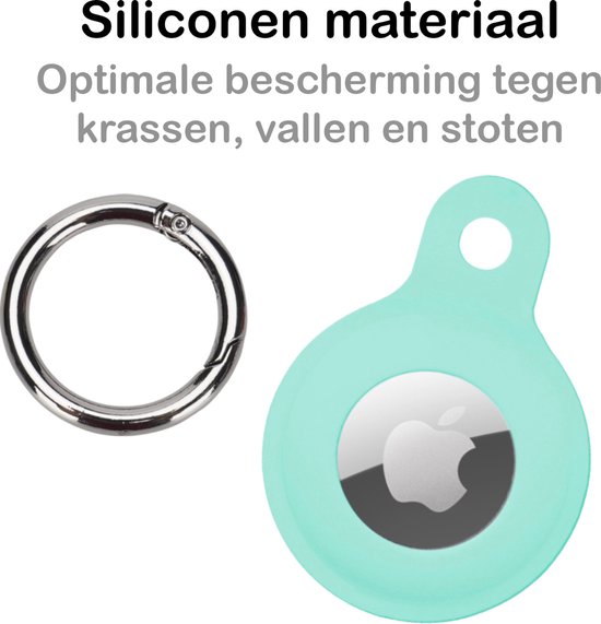 Étui adapté pour étui porte-clés Apple AirTag Pendentif en Siliconen - Étui adapté pour étui porte-clés pendentif Apple AirTag - Turquoise - 4 PACK