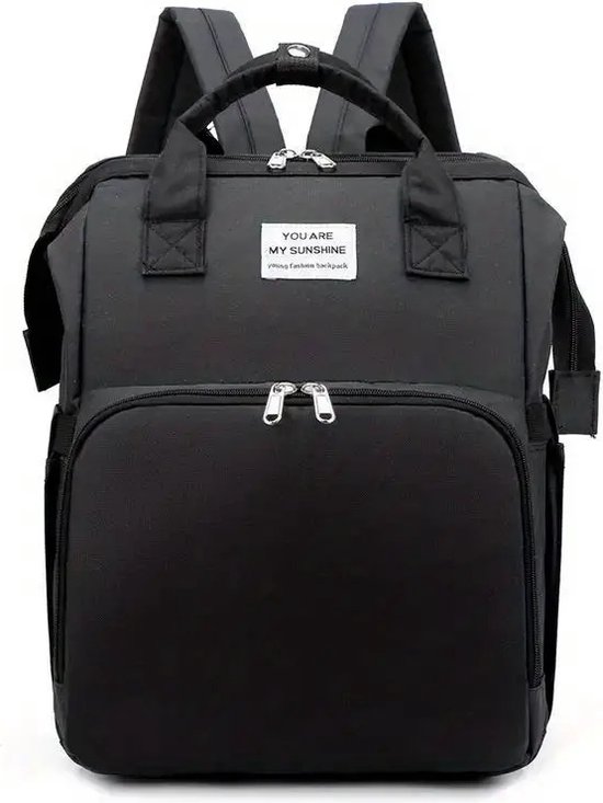 Luiertas Rugzak met Wieg - Zwart - Multi-functionele Draagbare Luiertas voor Moeders - Grote Capaciteit en Comfortabel Design