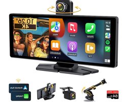 10.26 Inch Wireless Carplay Android Display with Apple Carplay, 4K Dashcam, and HD IPS Touchscreen
