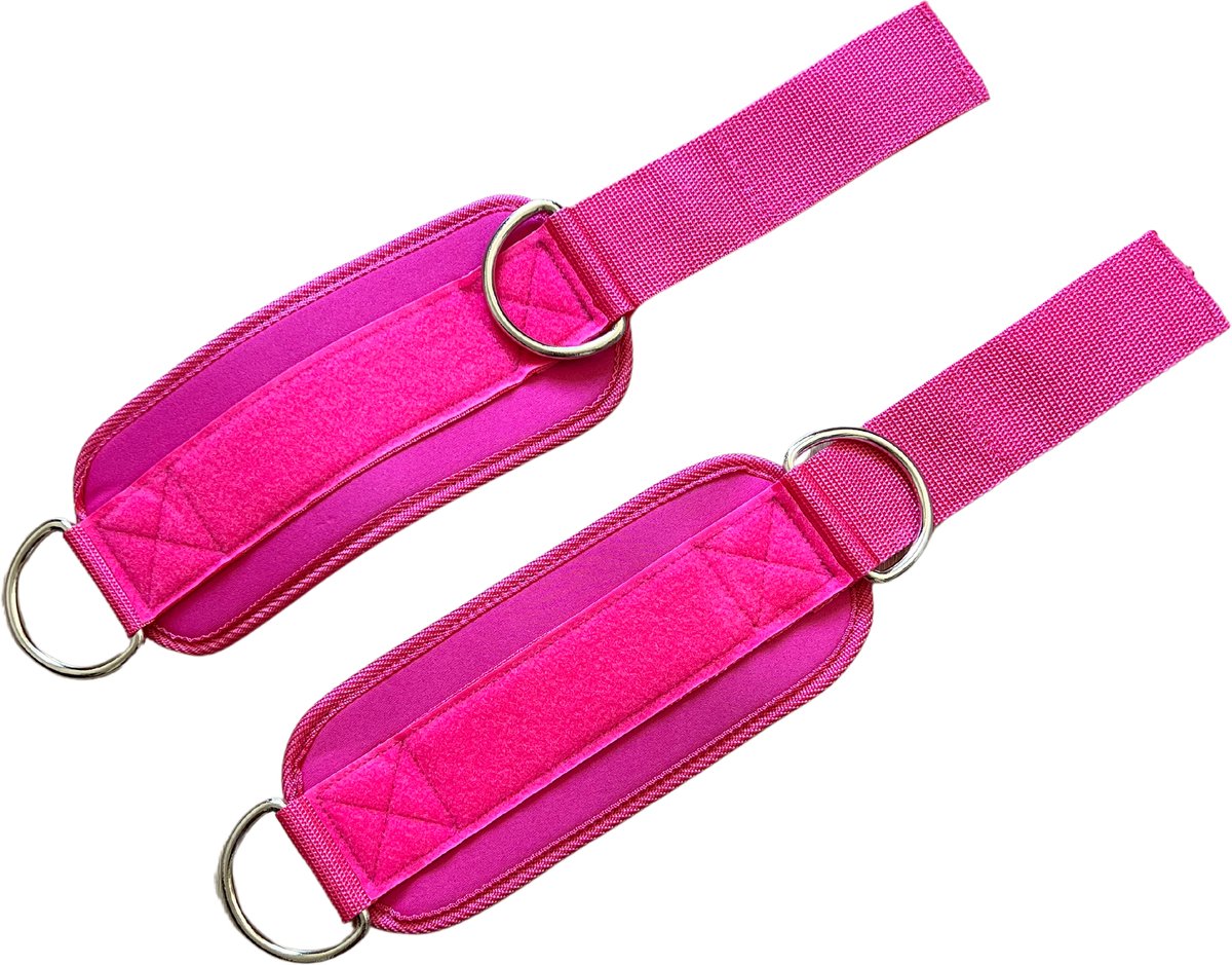 Enkelband – Roze - Verstelbare band, ideaal voor weerstandstraining van benen en bilspieren. Gemaakt van duurzaam, comfortabel materiaal. Geschikt voor gebruik met weerstandsbanden, kabelstations en power stations in de sportschool.