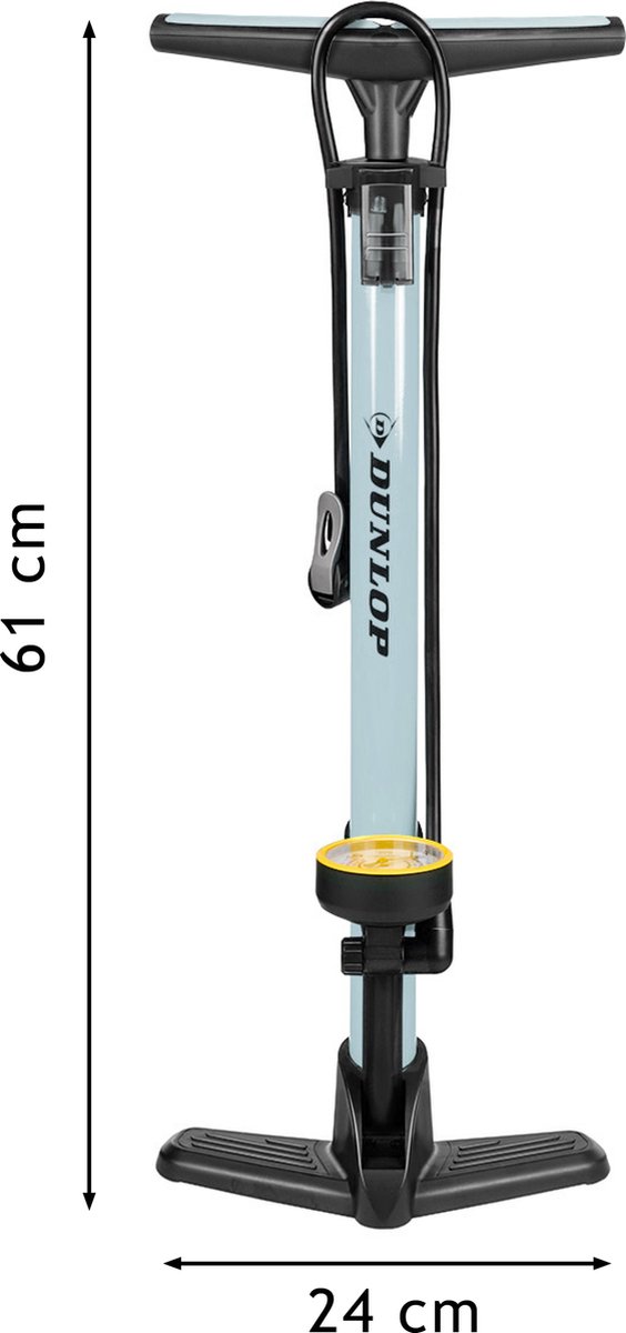 Dunlop Fietspomp met Drukmeter - Fiets Pomp voor Dunlop, Schrader en Frans Ventiel - Staande Pomp Incl. Adaptoren voor Waterspeelgoed en Ballen — afbeelding 8