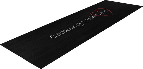 Lalee Luna tapis de cuisine avec dos antidérapant lavable en machine 60x180 cm gris noir COOKING