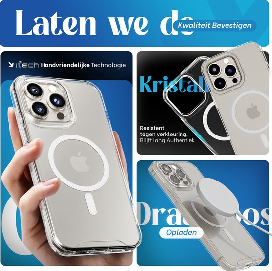 Coque pour iPhone 16 Pro Transparente - 2x Protecteur d'écran en verre trempé iPhone 16 Pro - Protecteur lens d'appareil photo - Housse en silicone anti-choc MagSafe
