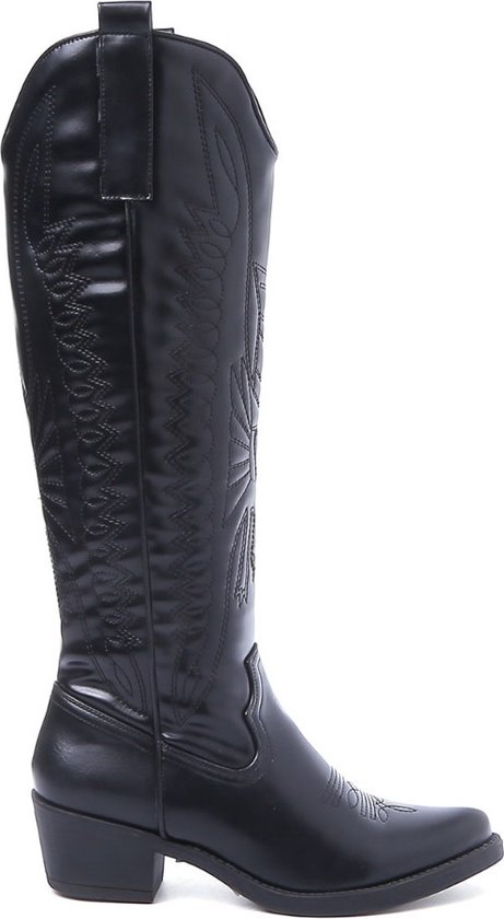 Smile Favorites® Dames Cowboylaarzen Western - Zwart - Imitatieleer - Maat 37 -