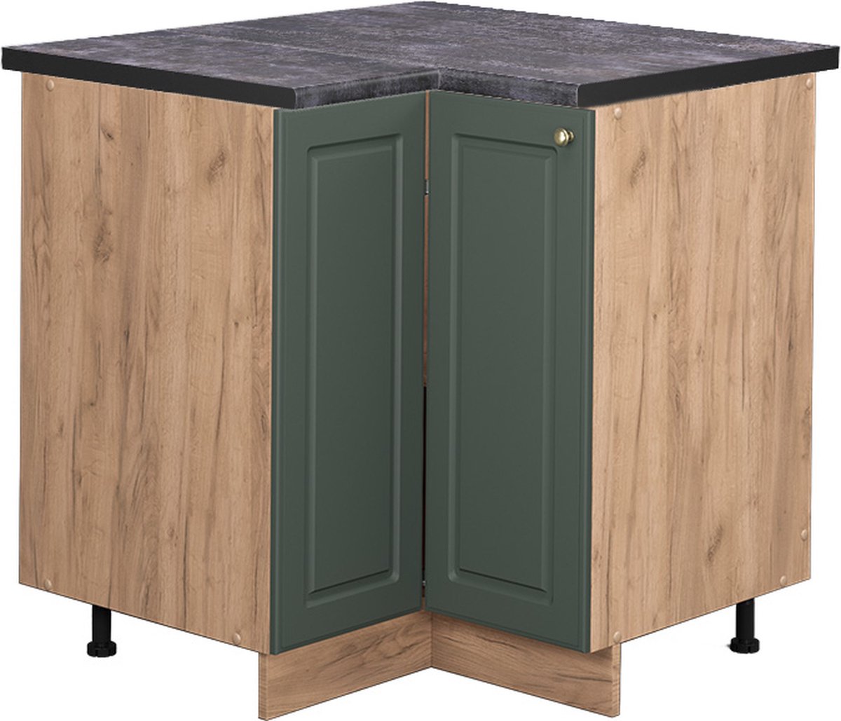 Vicco Fame-Line Hoekkast – 80.5 cm, WB Antraciet Groen-Goud Landhuis