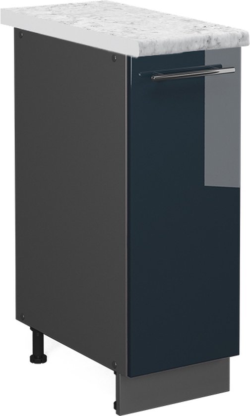 Vicco Armoire à pharmacie Fame- Line, Bleu foncé brillant/Anthracite, 30 cm, WB Marble