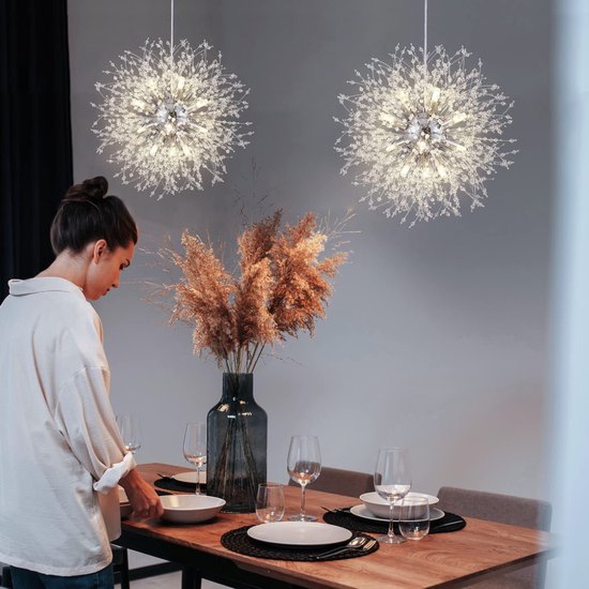 Luxe Kristal Hanglamp - Paardebloem Kroonluchter - Crystal Led Lamp - Chroom - 70 cm - Moderne lamp - Hanglamp - Plafoniere