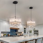 Mme. Joness - Lampe suspendue en Crystal - Lampe suspendue moderne - Zwart - Lustre - E27 - Lampe suspendue de salle à manger