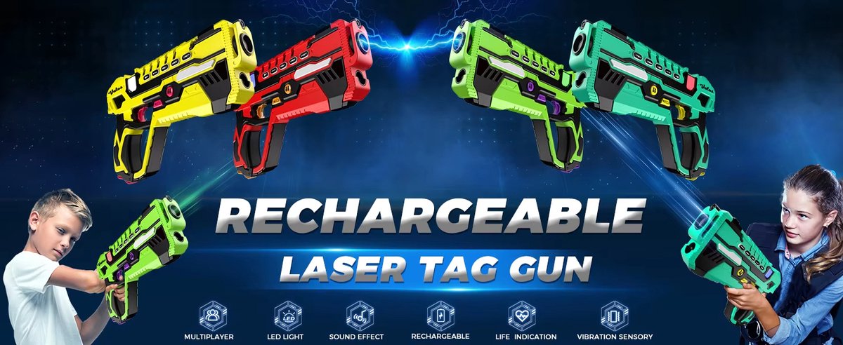 Vatos Laser Tag Set - 4 Laser Guns met oplaadstation - Geen batterijen nodig Vatos Laser Tag Set - 4 Laser Guns met oplaadstation - Geen batterijen nodig