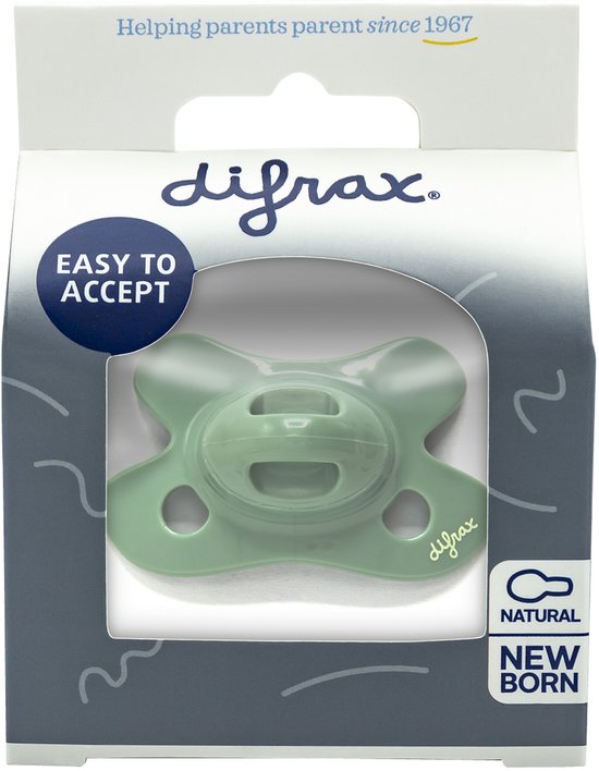Difrax Fopspeen Uni Sage Natural -2/+2mnd Newborn van Difrax — afbeelding 2