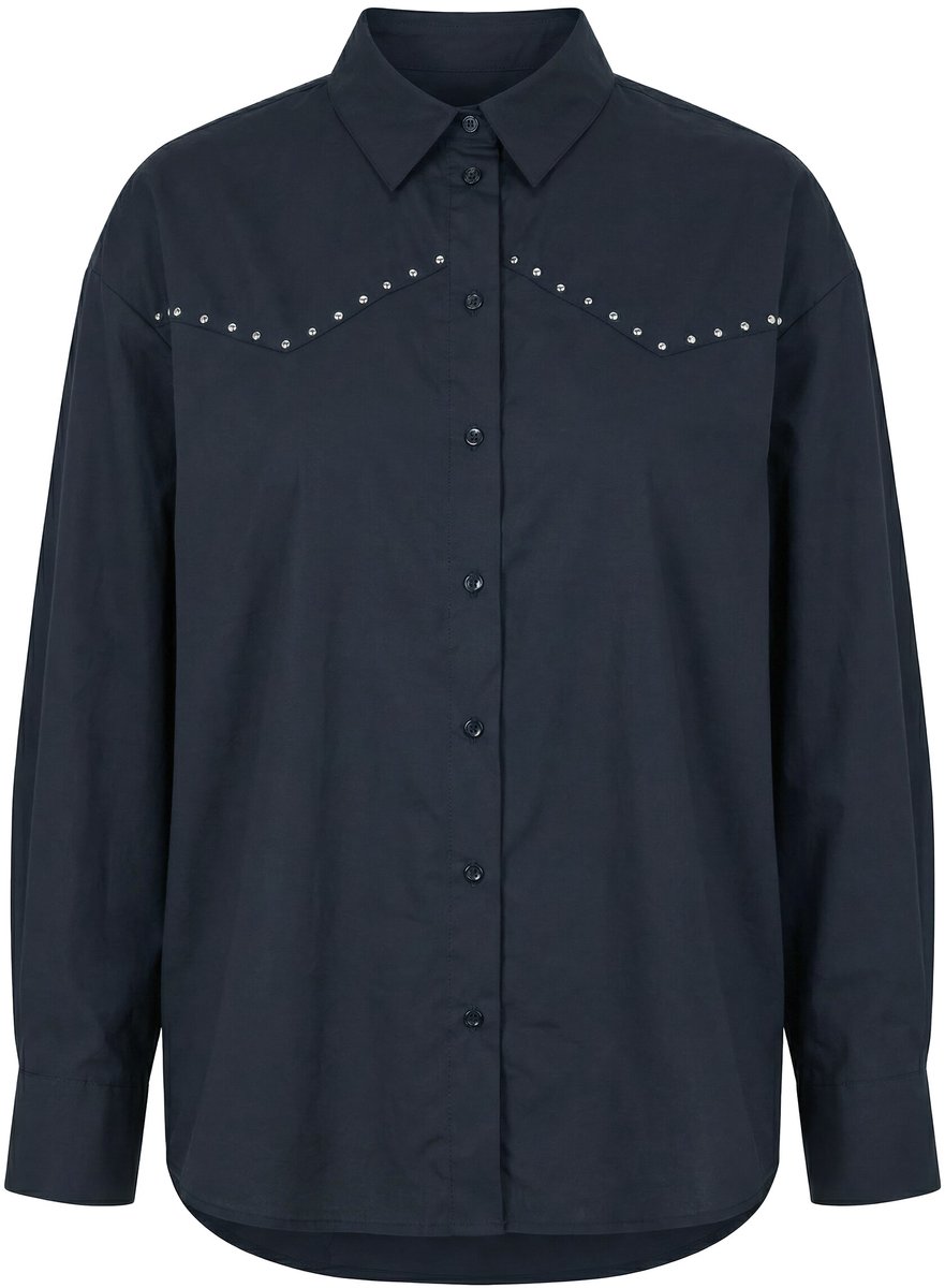 Studio Untold - Dames - Overhemdblouse oversized model sierstuds - Zwart - Maat 58+