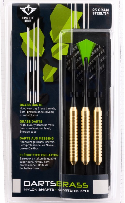 Longfield darts dartpijlen - 6x - messing - 23 gram - incl. etui - darten - sport en spel van Merkloos — afbeelding 3