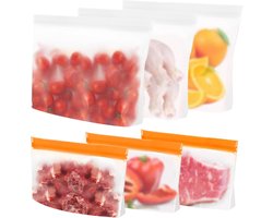 Herbruikbare Vrieszakken - 6 Stuks Siliconen Zakken - Opbergzak voor Levensmiddelen - Keukenzak voor Groenten, Melk, Snacks - Staand Bodemdesign