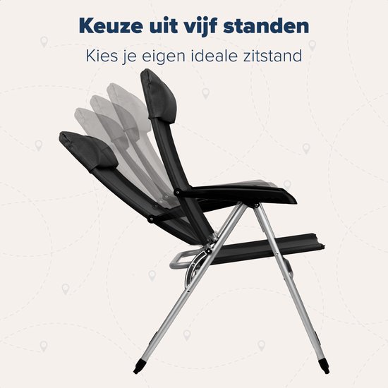 TRVLMORE Campingstoelen - Opvouwbaar - 2-Pack - 110KG Draagvermogen - Verstelbaar - Klapstoel - Visstoel - Kampeerstoel - Vouwstoel - Zwart van Merkloos — afbeelding 4
