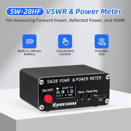 Digitale Vermogensmeter SWR RF-Meter 1.8-60 MHz tot 120W LCD-Display — afbeelding 2
