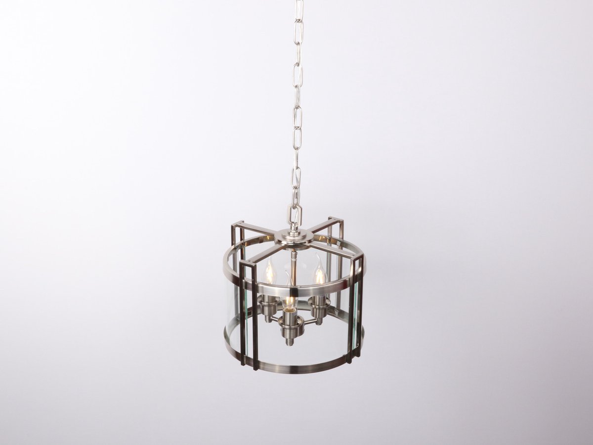 Hanglamp met glas - 3 licht - E14 - zilver
