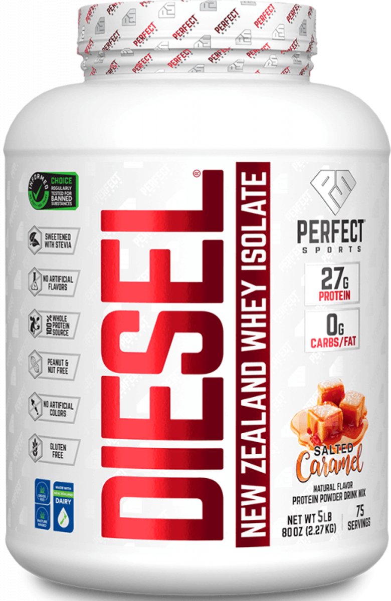 Perfect Sports Diesel 100% New Zealand Whey Isolate (5lbs) Salted Caramel - Eiwitten - Wei-eiwit isolaat