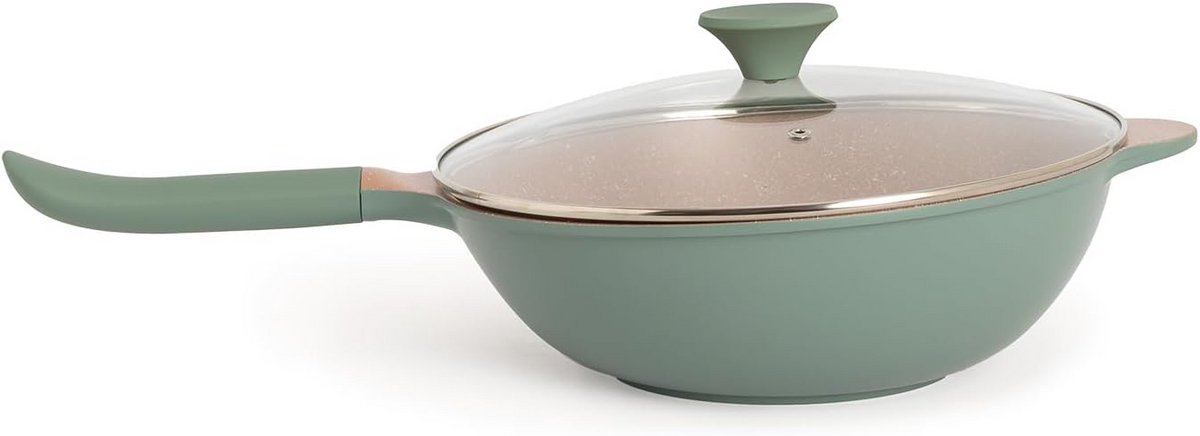 Gietijzeren Wokpan met Keramische Antiaanbaklaag 32 cm - Geschikt voor Alle Warmtebronnen