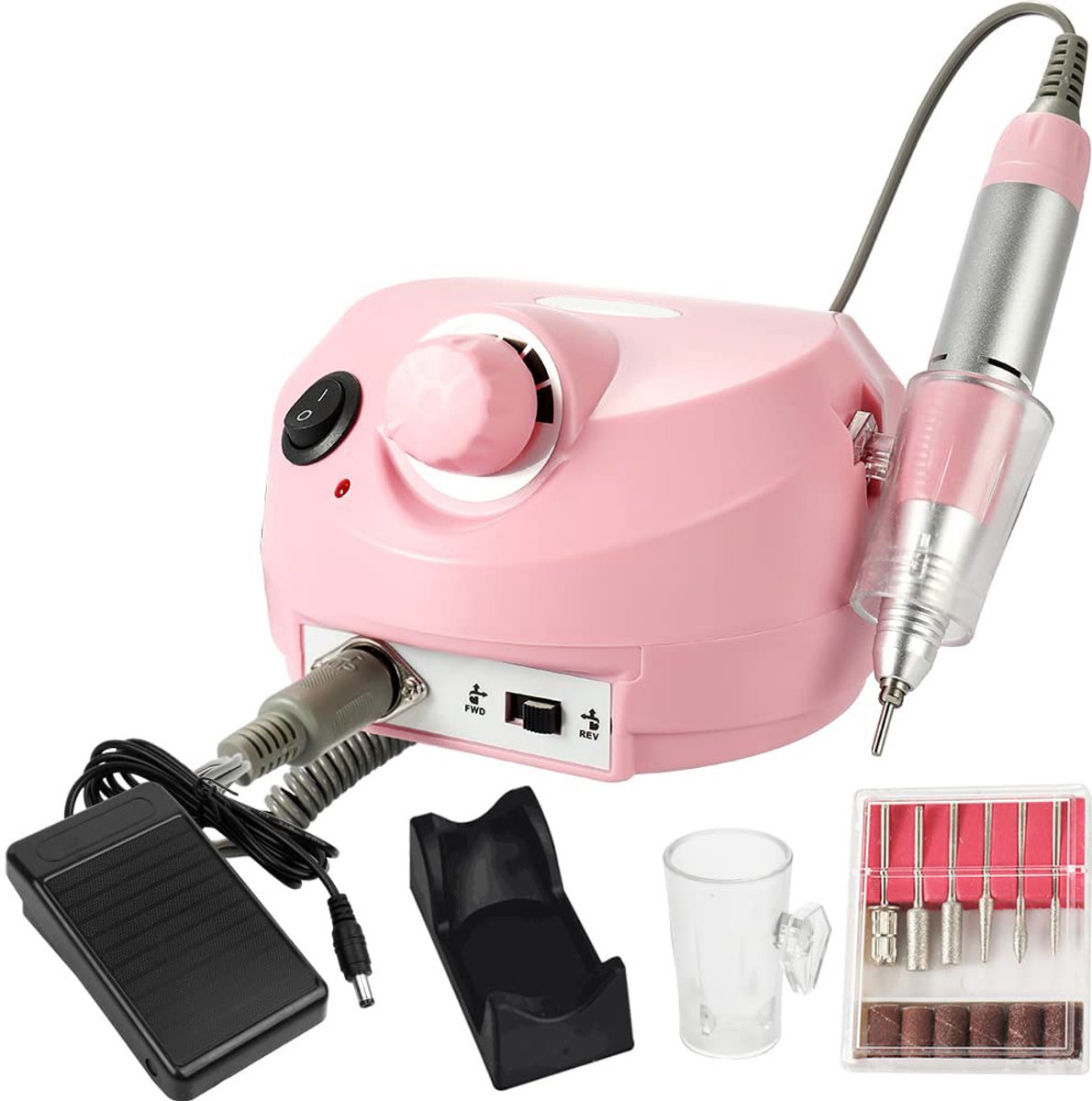Elektrische Nagelvijl - Nagelvijl - Nagelfrees - Manicure en Pedicure Set - 6 Bitjes - Draadloos & Oplaadbaar - 30.000RPM - Hand & Voetbediening - Roze