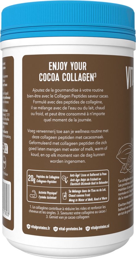 Vital Proteins - Collageenpeptiden Cacaosmaak - Gehydrolyseerd - Suikervrij - Rundercollageen - 297 gram