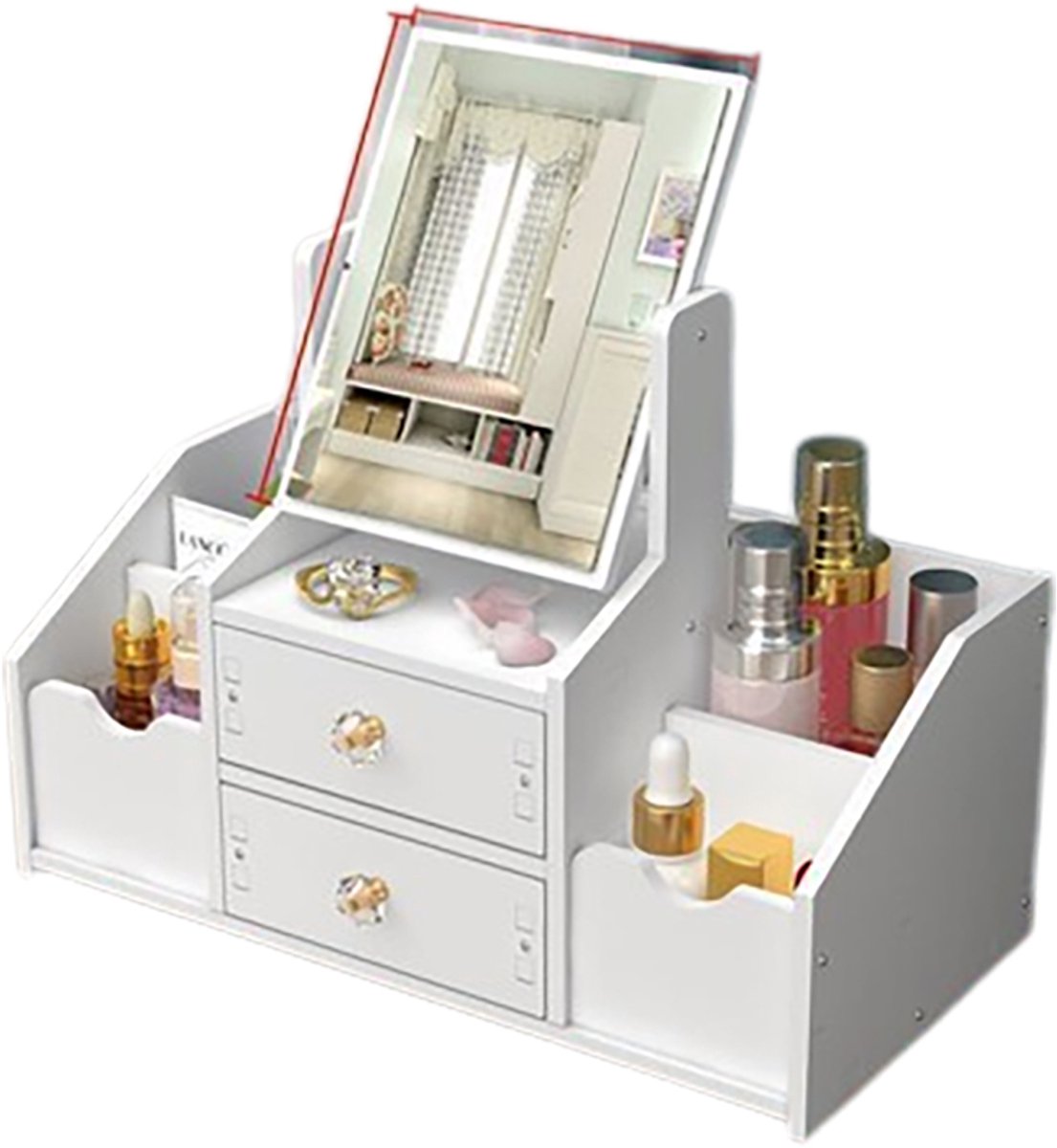 Make-upspiegel met opbergruimte