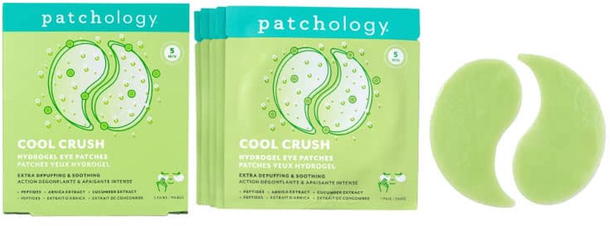Patchology Cool Crush Depuffing Eye Patches – 5 Paar Hydrogel Oogpads Tegen Wallen & Vermoeide Ogen – Verkoelend & Hydraterend – Met Caffeine, Peptiden & Komkommer – Anti-Puffiness & Glow Boost – Voor Een Frisse Oogopslag
