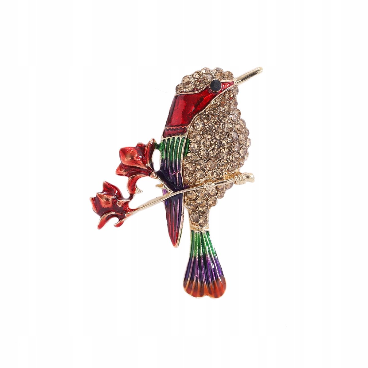 Pinets Animals - Rode Vogel - Bloemen - Met Zirkonia