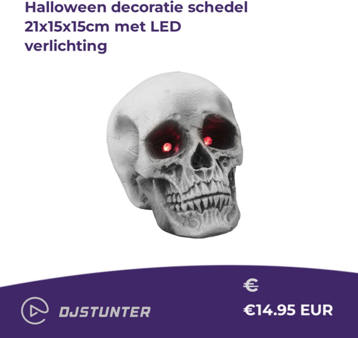 Europalms - Halloween - Decoratie - Versiering - Accesoires - schedel 21x15x15cm LED