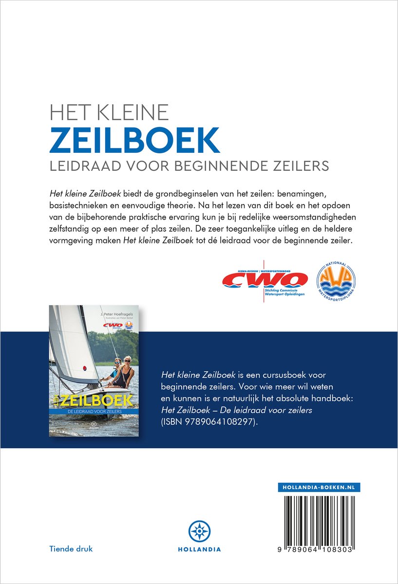 Het Kleine Zeilboek. Levensechte foto op de cover van een zeilboot met de tekst "Het Kleine Zeilboek"