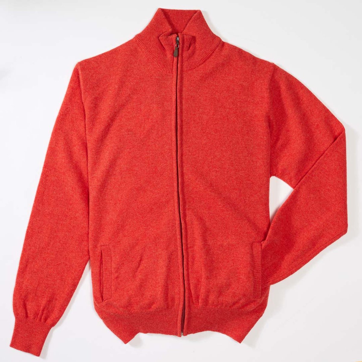 Osborne Knitwear Cardigan met rits - Lamswol - Inferno - 2XL