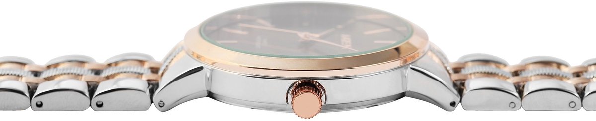 Akzent-Herenhorloge-model2800072-005-zilver-rosé kleur-datum -diameter 42mm-3 atm waterdicht-metalen schakelband