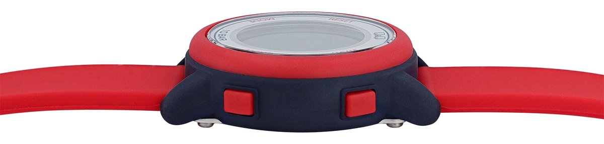 QQ dameshorloge siliconen M208J002Y digitaal horloge, kunststof, siliconen band, rood-blauw, 10 ATM,