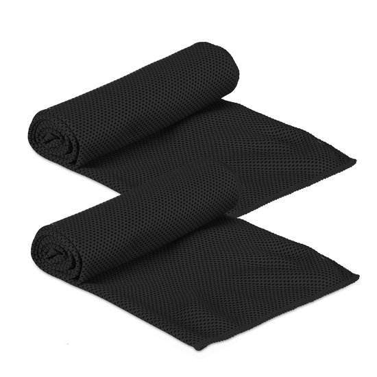 verkoelende handdoek - 90 x 30 cm - set van 2 - microvezels - koeldoek - zwart