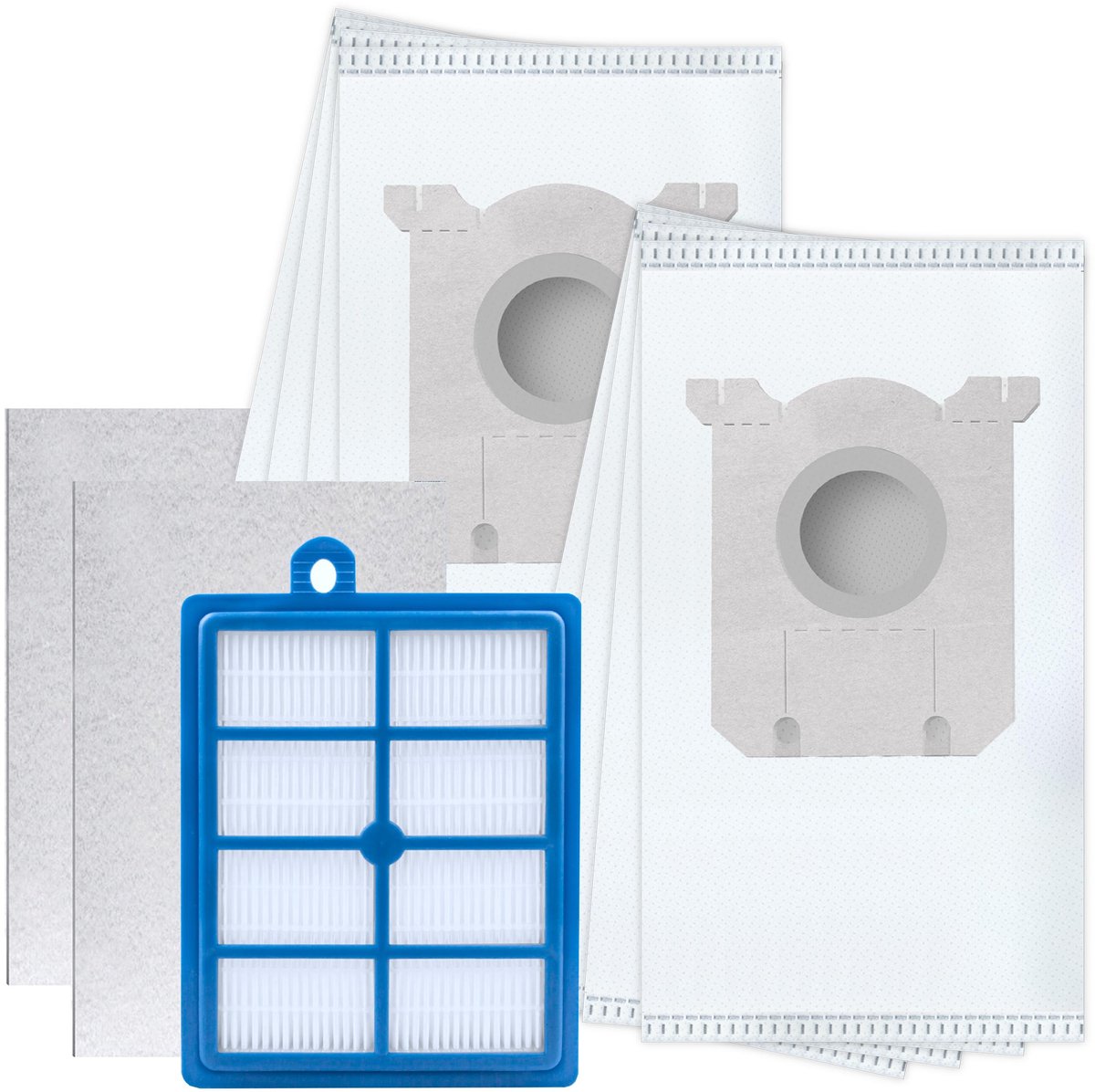 Sillar Set 8x Stofzuigerzak - microvezel -2x Stofzuiger filter - 1x HEPA filter - vervangend - 3-laags filtersysteem - geschikt voor stofzuigers van AEG Electrolux Philips