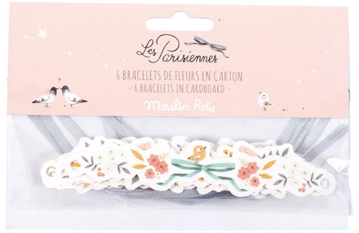 Moulin Roty - Les Parisiennes - Papieren Armbanden - Bloemenmotief - 6 Stuks