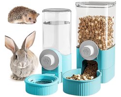 TuseRxln Voer- en drinkbak - Automatische waterfontein - Hangend - 1 stuk - Voor katten en konijnen wit