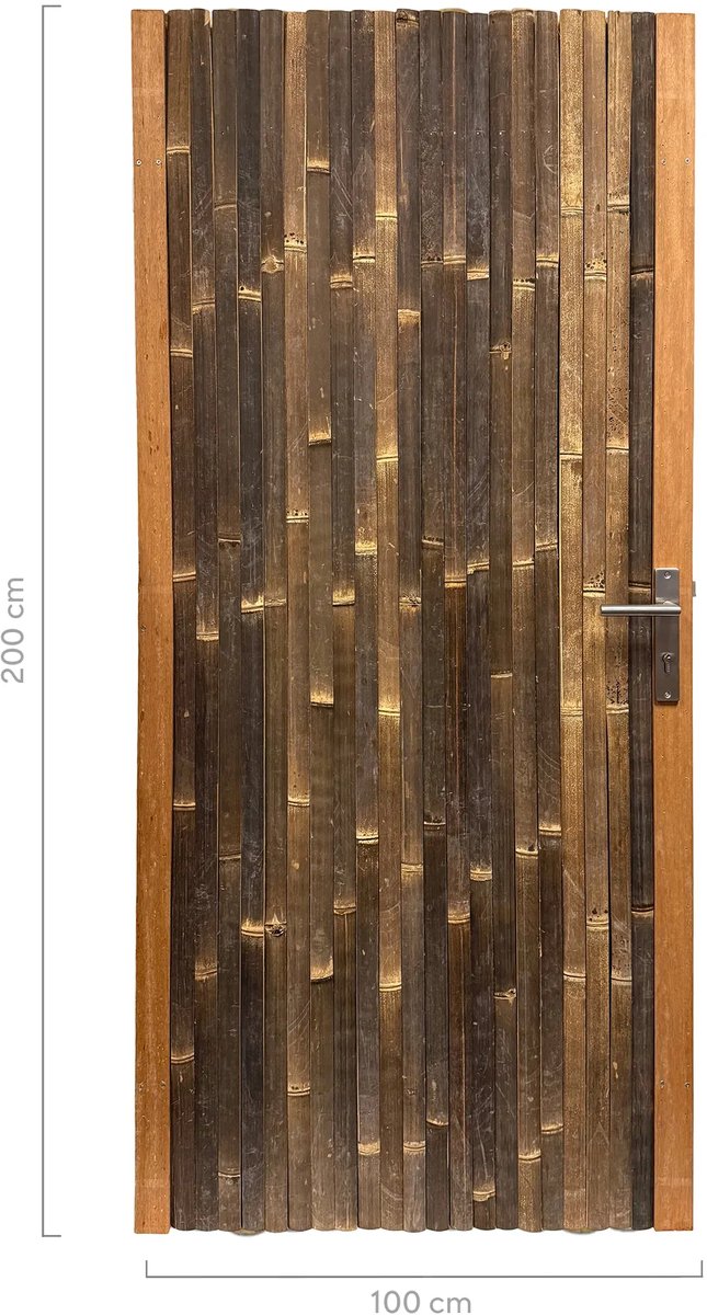 Masters of Bamboo® Bamboe Tuindeur Budget - 100 x 200 cm - Zwart - Rechtsdraaiend - Tuinpo