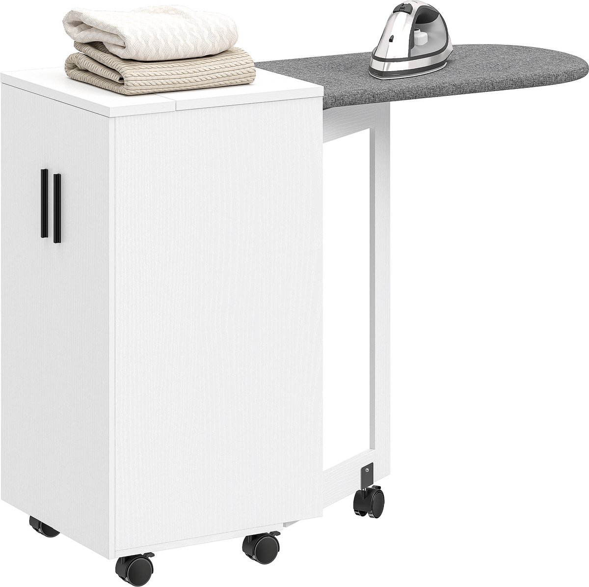 HOMCOM Strijkplankkast - Spaanplaat, MDF - 128 x 43 x 83 cm - Wit