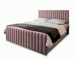 Boxspring ARION 180x200 cm met matras en topper, bedkasten - Roze