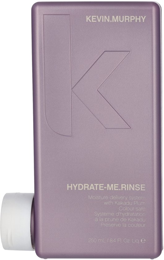 Bouteille KEVIN.MURPHY Hydrate-Me.Rinse violette avec logo K et bouchon blanc.