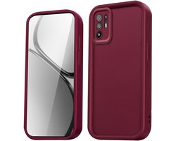 HAOYE Oppo A94 5G Soft Silicone Case - Shockbestendig Beschermhoes met Verhoogde Randen, Rood Wijn