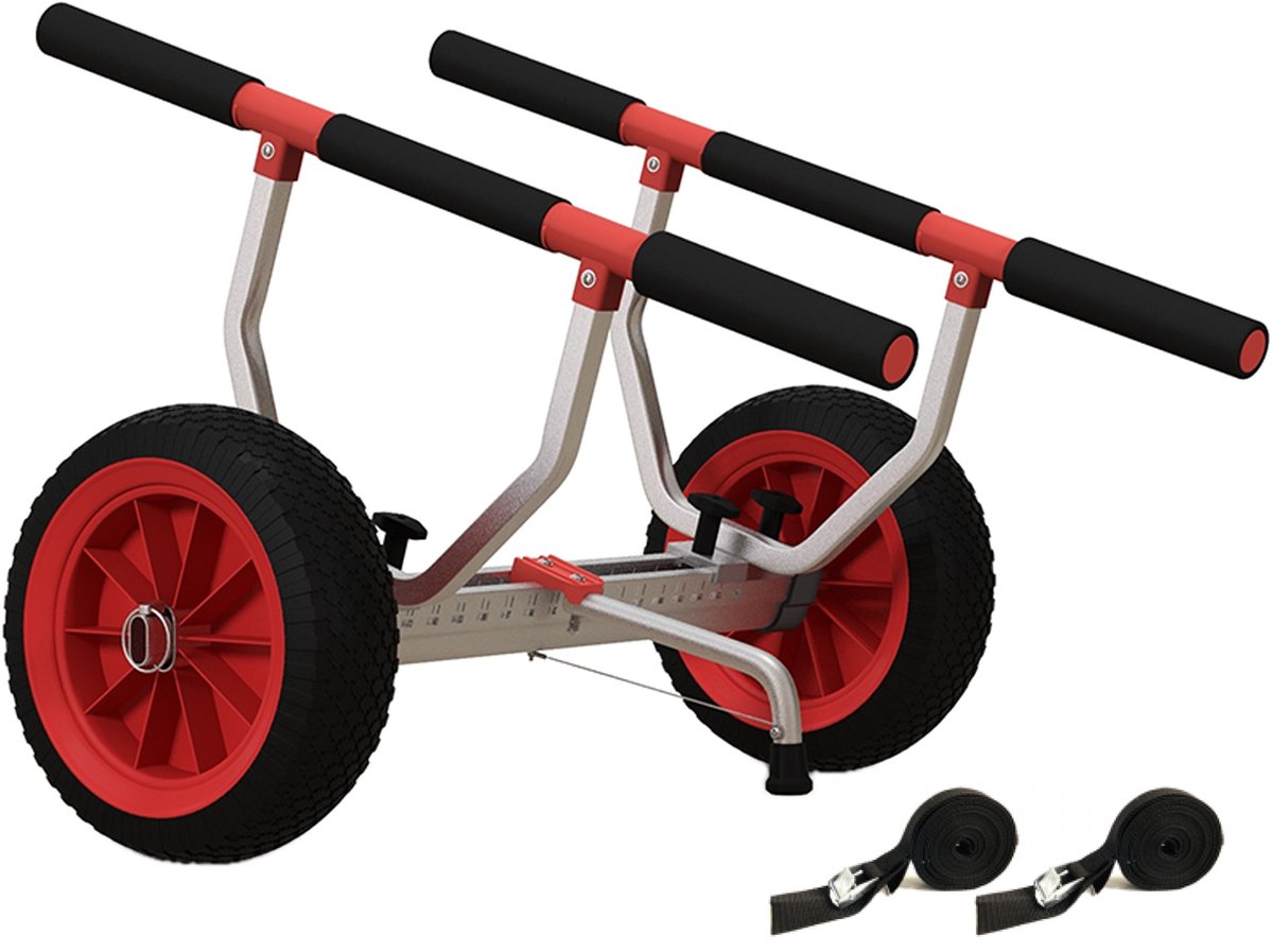 Sportnow Kajakwagen-Aluminium, kunstleer-79L x 72,5B x 42H cm-Zwart+Rood