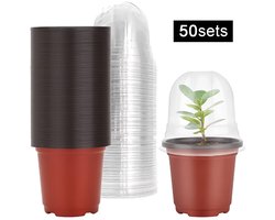 Set Van 50 Kweekpotjes met Vochtkap - Plantenbakjes - Zaadstartpotjes - Kunststof Plantenpotten met Deksel - Ideaal voor Zaden, Stekjes, Zaailingen & Orchideeën